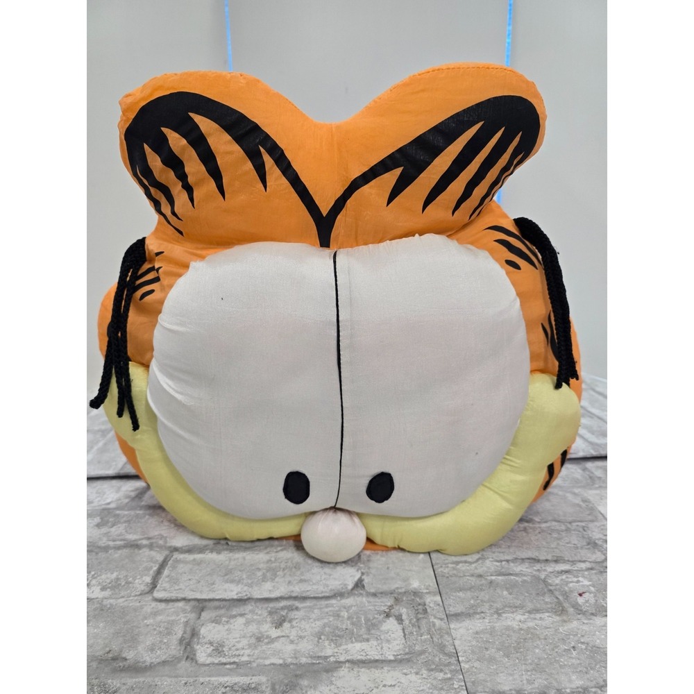 RARE Vintage GARFIELD HUGE Head Pillow Nylon Plush Cat 1990s Garfield & Friends